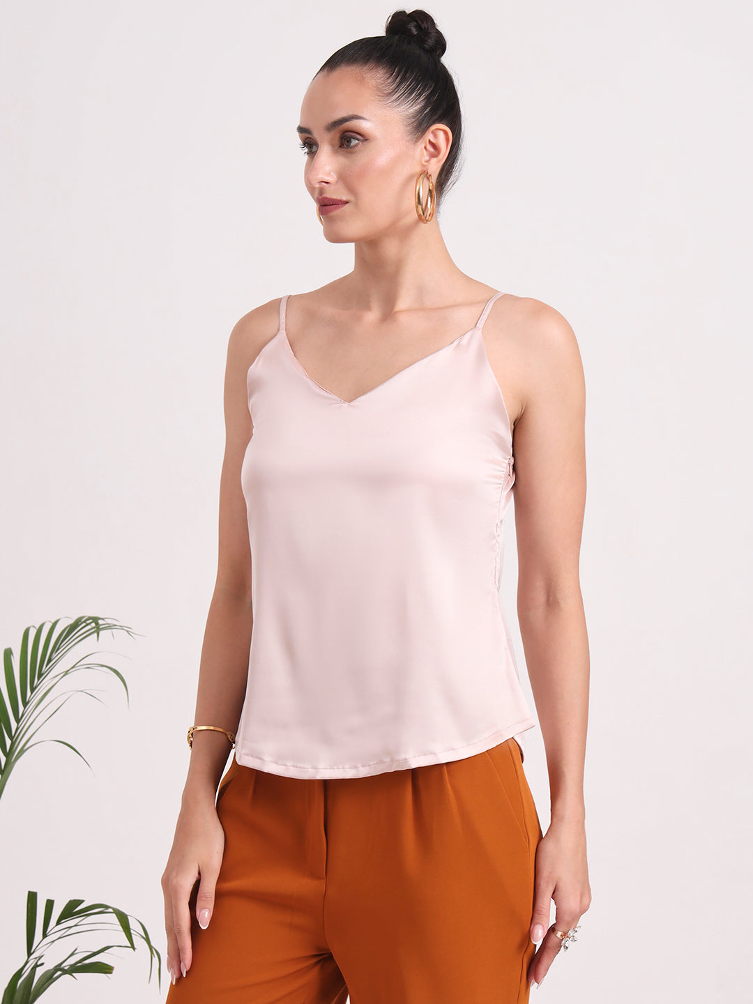 Women's European Satin V-Neck Sleeveless Top