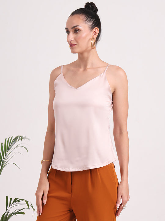 Women's European Satin V-Neck Sleeveless Top