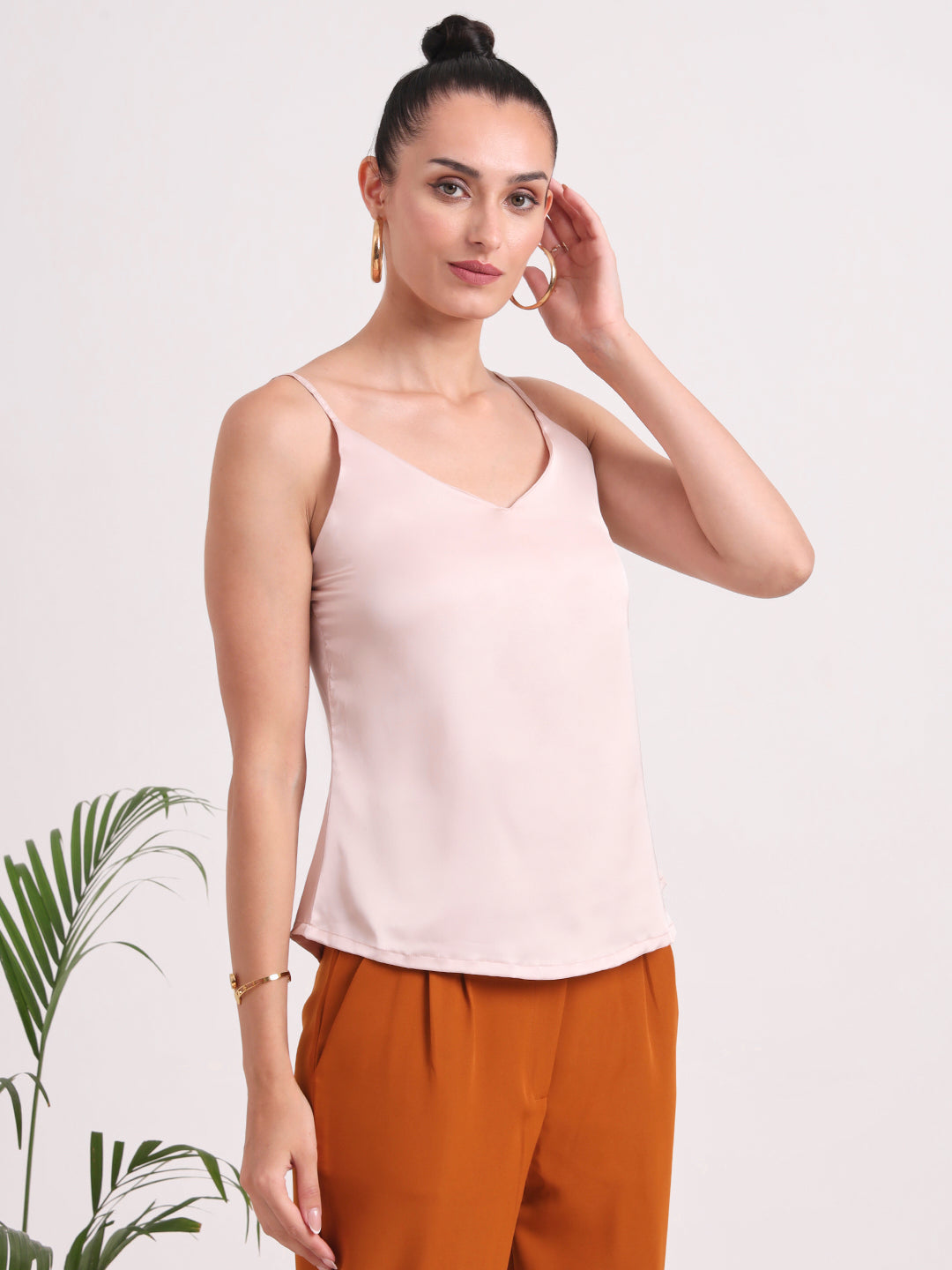 Women's European Satin V-Neck Sleeveless Top