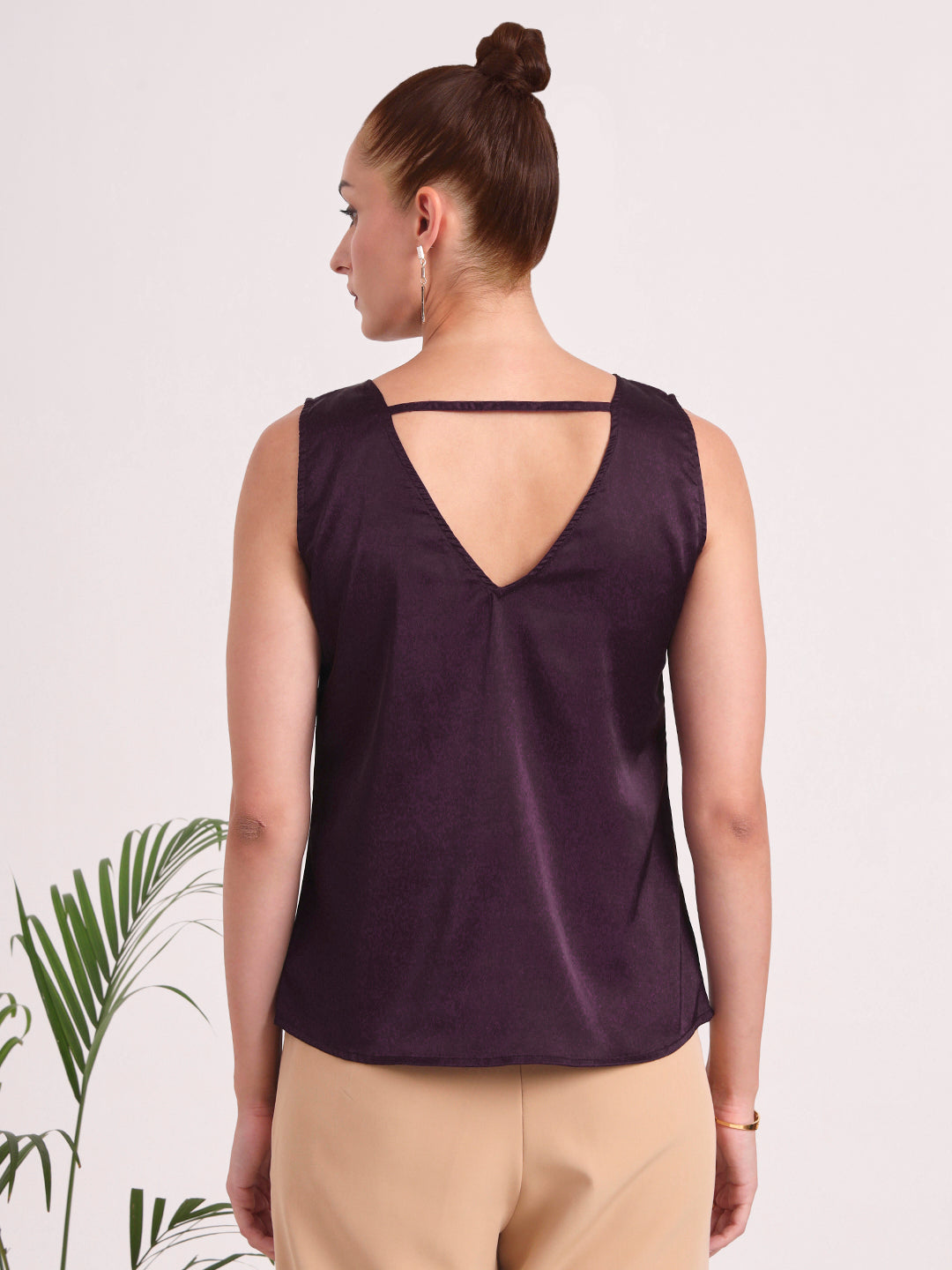 Women's European Satin V Neck Sleeveless Top