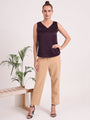 Women's European Satin V Neck Sleeveless Top