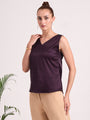 Women's European Satin V Neck Sleeveless Top