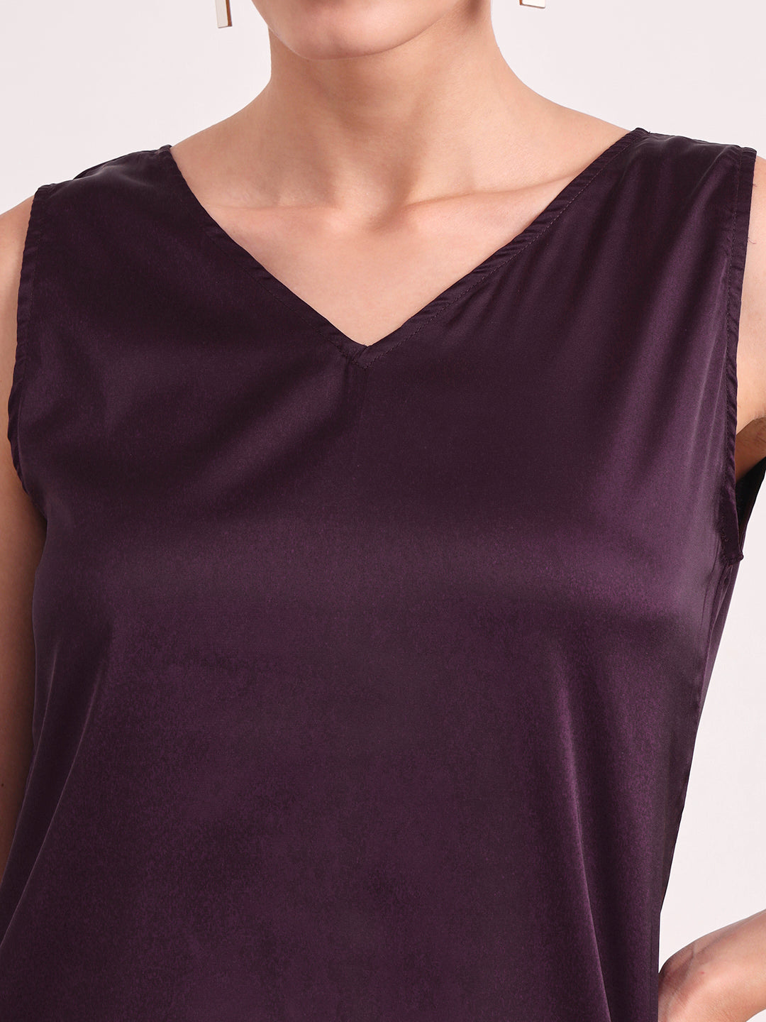 Women's European Satin V Neck Sleeveless Top