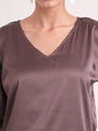 Women's  European Satin-Finish, V-Neck Top