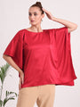 Women's European Satin Solid Baturing Sleeve Crepe