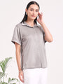 Women's Short Sleeve European Satin Shirt