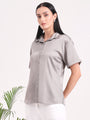 Women's Short Sleeve European Satin Shirt