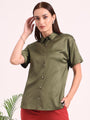 Women's Short Sleeve European Satin Shirt