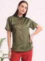 Women's Short Sleeve European Satin Shirt