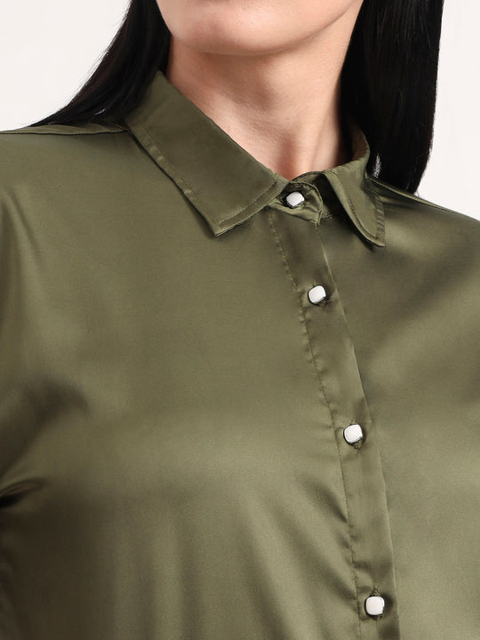 Women's Short Sleeve European Satin Shirt