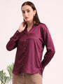 Women's European Satin Spread Collar Shirt