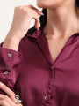 Women's European Satin Spread Collar Shirt