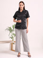 Women's Short Sleeve European Satin Shirt