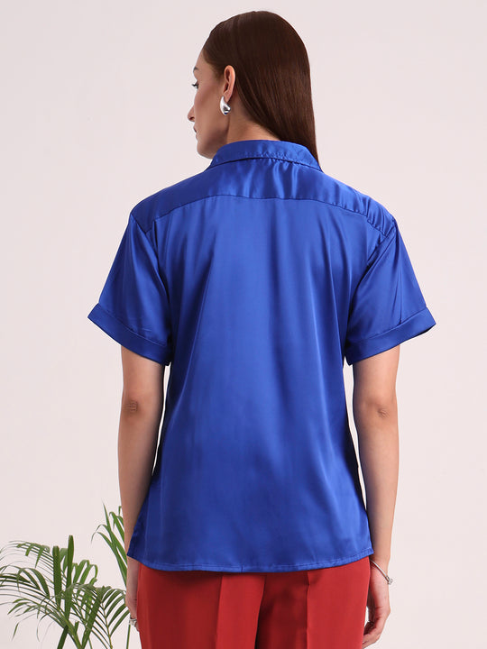 Women's Short Sleeve European Satin Shirt