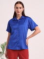 Women's Short Sleeve European Satin Shirt