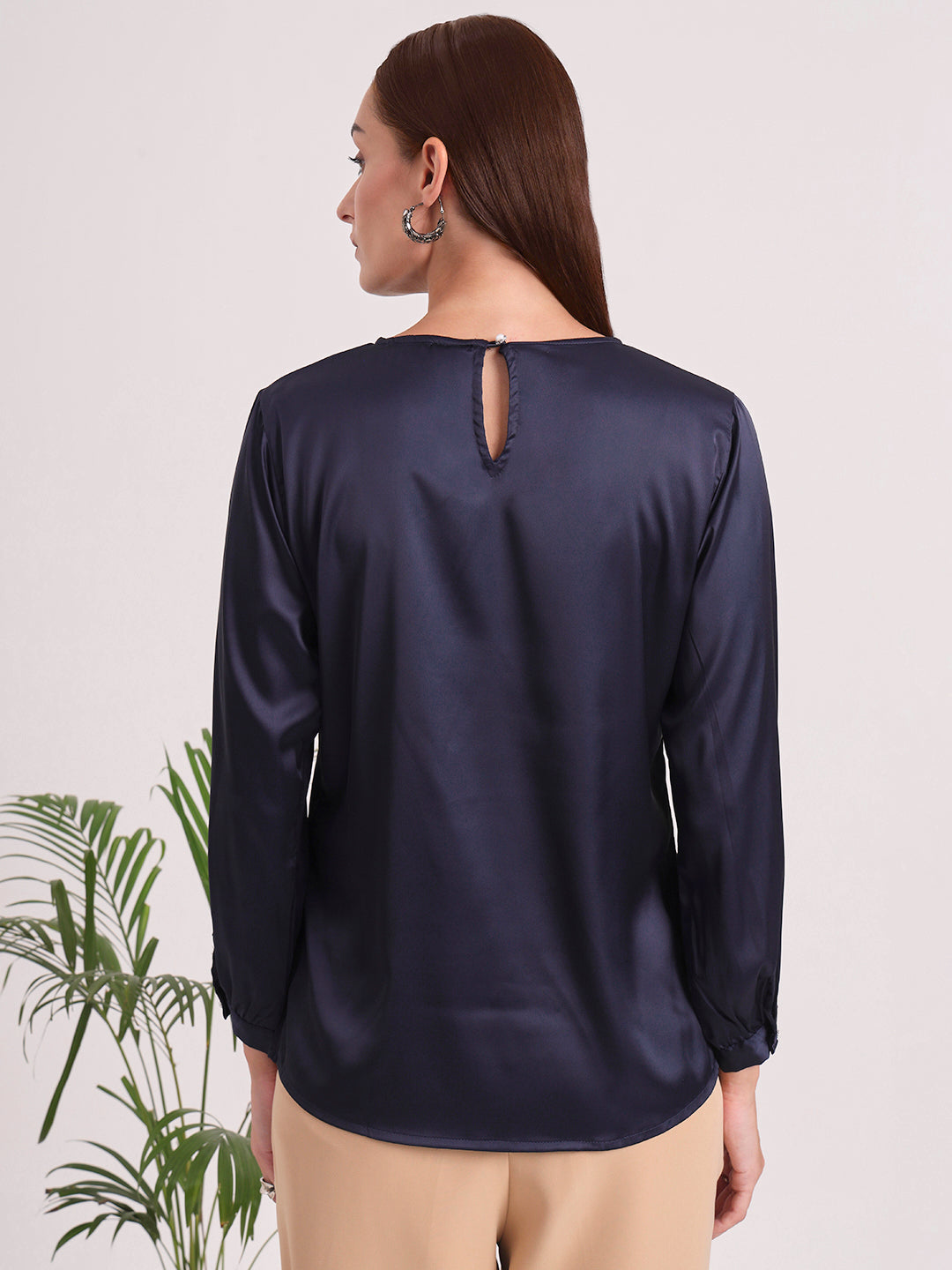 Women's European Satin Bishop Sleeves Top