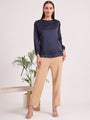 Women's European Satin Bishop Sleeves Top