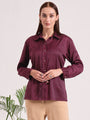 Tailored Fit European Satin Shirt With Pleated Placket