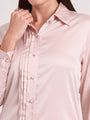 Tailored Fit European Satin Shirt With Pleated Placket