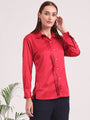 Tailored Fit European Satin Shirt With Pleated Placket