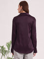 Women's European Satin Spread Collar Shirt