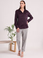 Women's European Satin Spread Collar Shirt