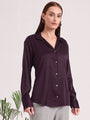 Women's European Satin Spread Collar Shirt