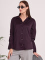 Women's European Satin Spread Collar Shirt