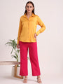 Women's European Satin Spread Collar Shirt