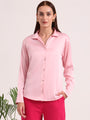 Women's European Satin Spread Collar Shirt
