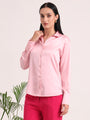 Women's European Satin Spread Collar Shirt