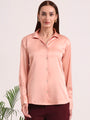 Women's European Satin Spread Collar Shirt