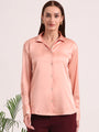 Women's European Satin Spread Collar Shirt