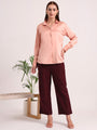 Women's European Satin Spread Collar Shirt