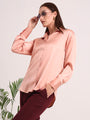 Women's European Satin Spread Collar Shirt