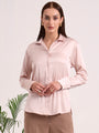 Women's European Satin Spread Collar Shirt