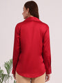Women's European Satin Spread Collar Shirt