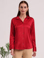 Women's European Satin Spread Collar Shirt