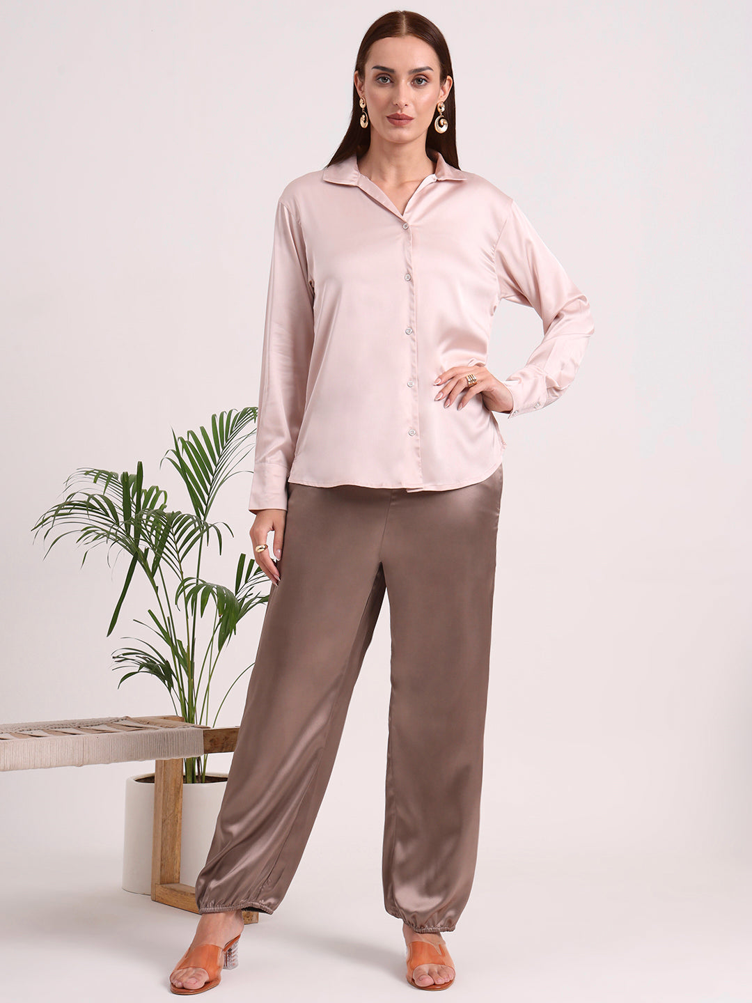 Women's European Satin Loose Fit Trouser