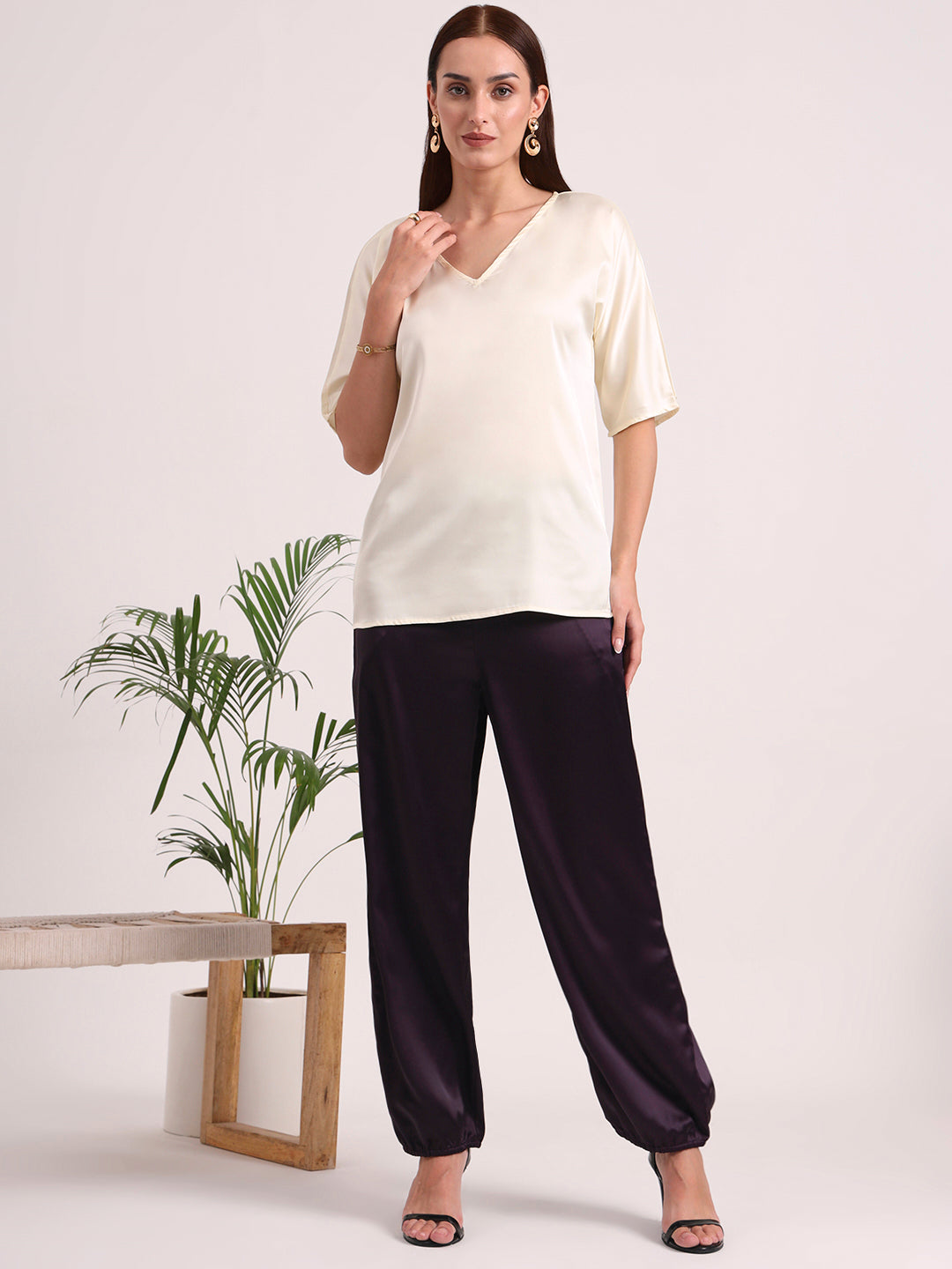 Women's European Satin Loose Fit Trouser