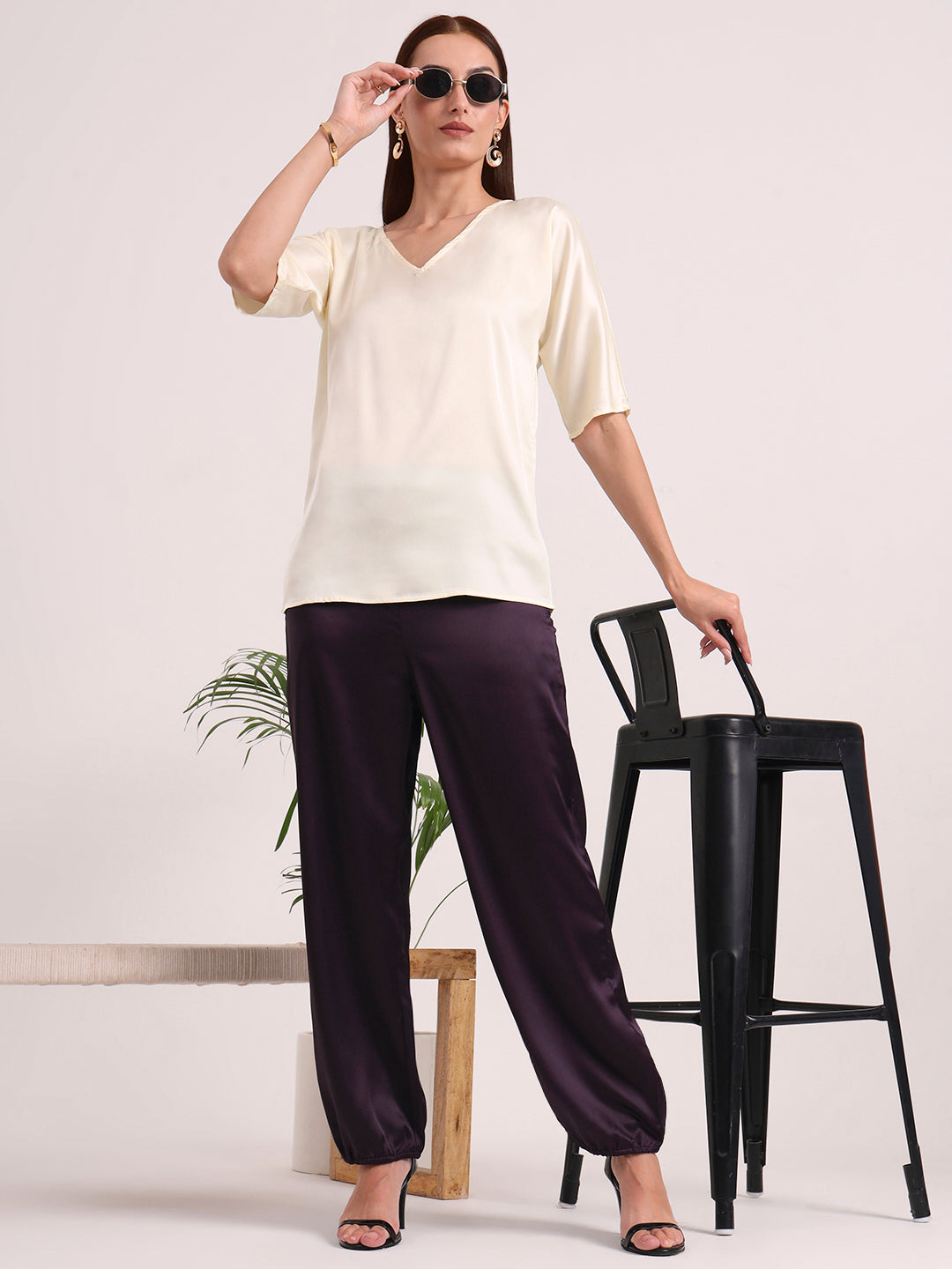 Women's European Satin Loose Fit Trouser
