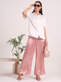 Women's European Satin Flared Pleated Trouser