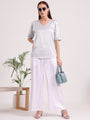 Women's European Satin Flared Pleated Trouser