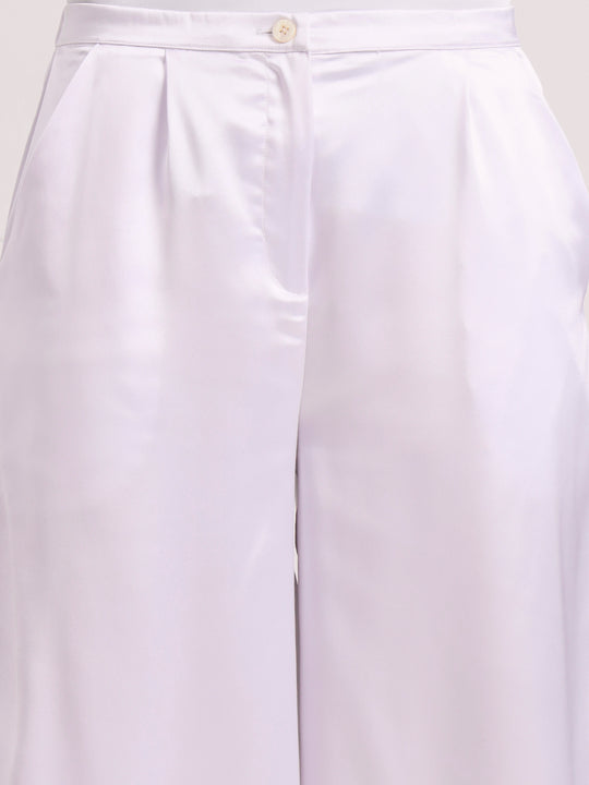 Women's European Satin Flared Pleated Trouser