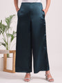Women'S European Satin Regular Fit Flared Trouser