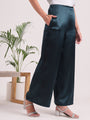 Women'S European Satin Regular Fit Flared Trouser