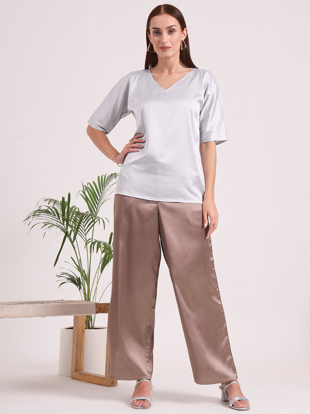 Women's European Satin Loose Fit Trouser