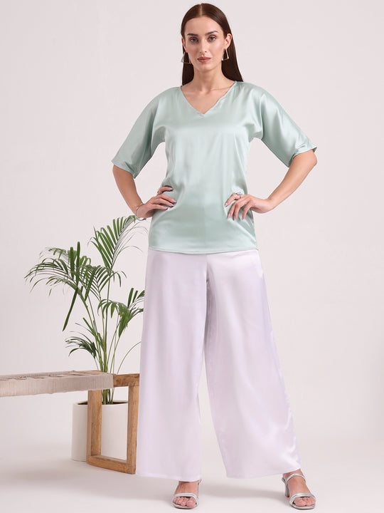 Women'S European Satin Regular Fit Flared Trouser