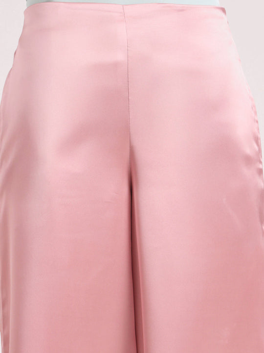 Women'S European Satin Regular Fit Flared Trouser