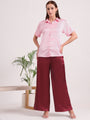 Women's European Satin Flared Pleated Trouser